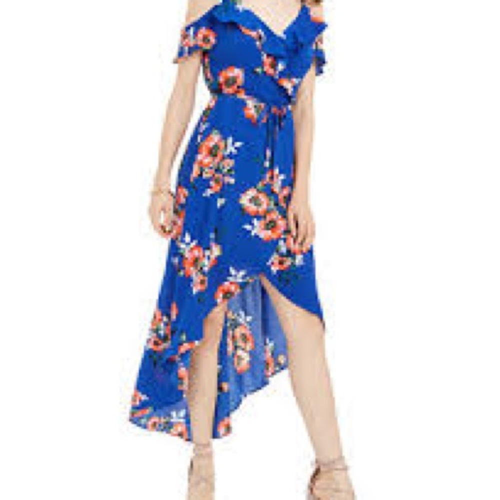 Floral Blue Off-Shoulder Dress